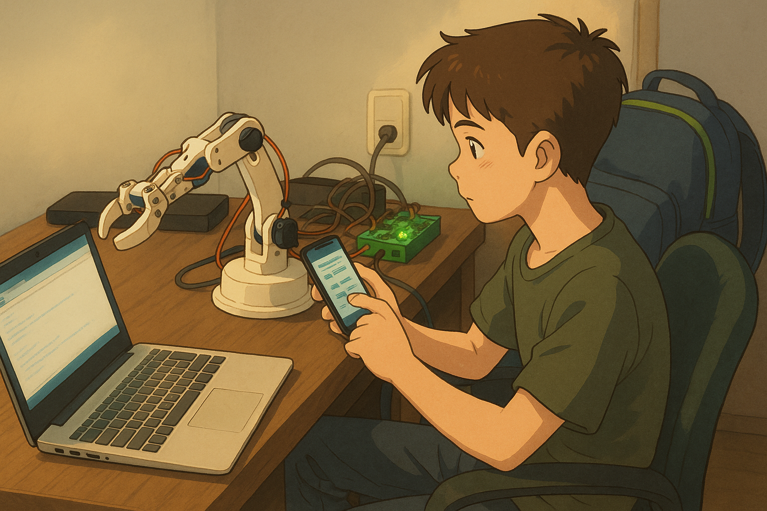 A 3D-printed robotic arm connected to a mobile phone app