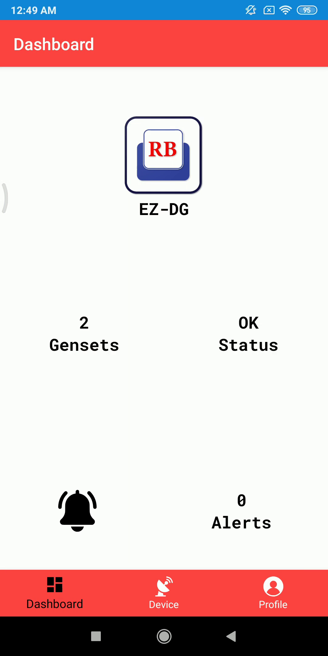 A monitoring dashboard showing real-time generator metrics from GSM data